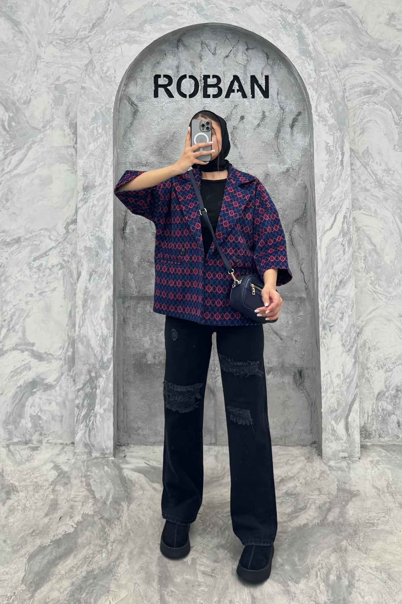 کت آستین سه رب توییت پشمی دو دکمه