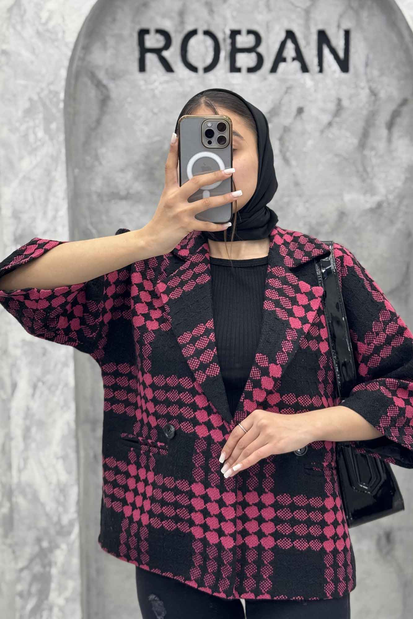 کت آستین سه رب توییت پشمی دو دکمه