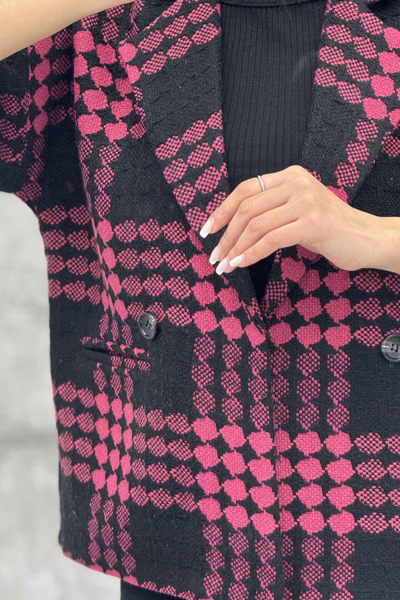 کت آستین سه رب توییت پشمی دو دکمه