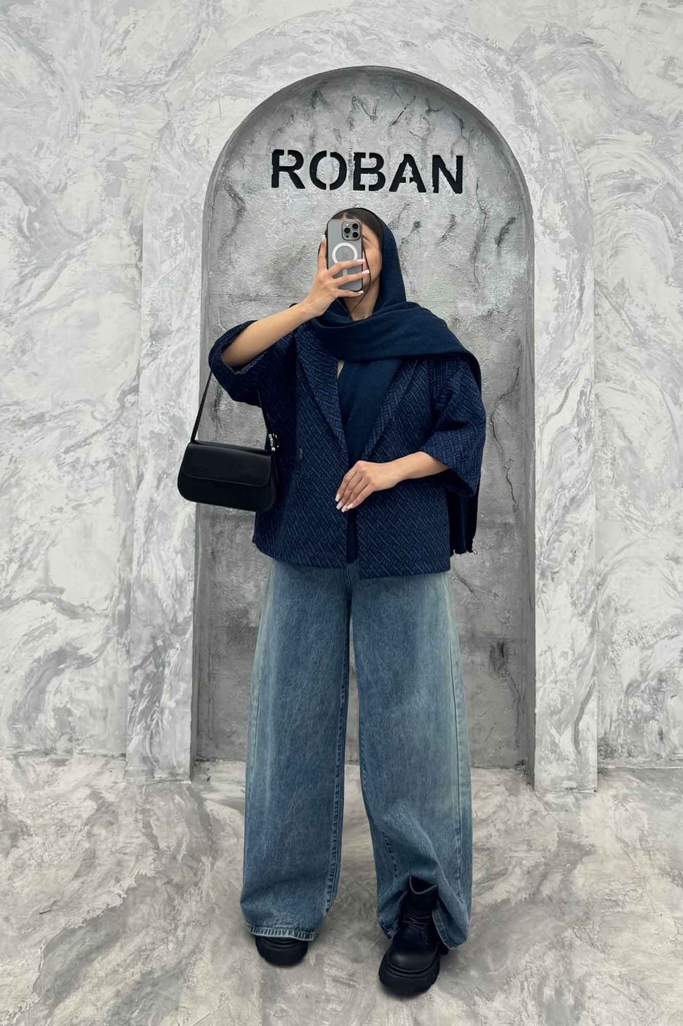 کت آستین سه رب توییت پشمی دو دکمه