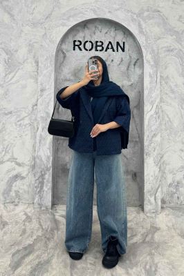 کت آستین سه رب توییت پشمی دو دکمه