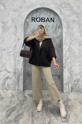 کت آستین سه رب توییت پشمی دو دکمه