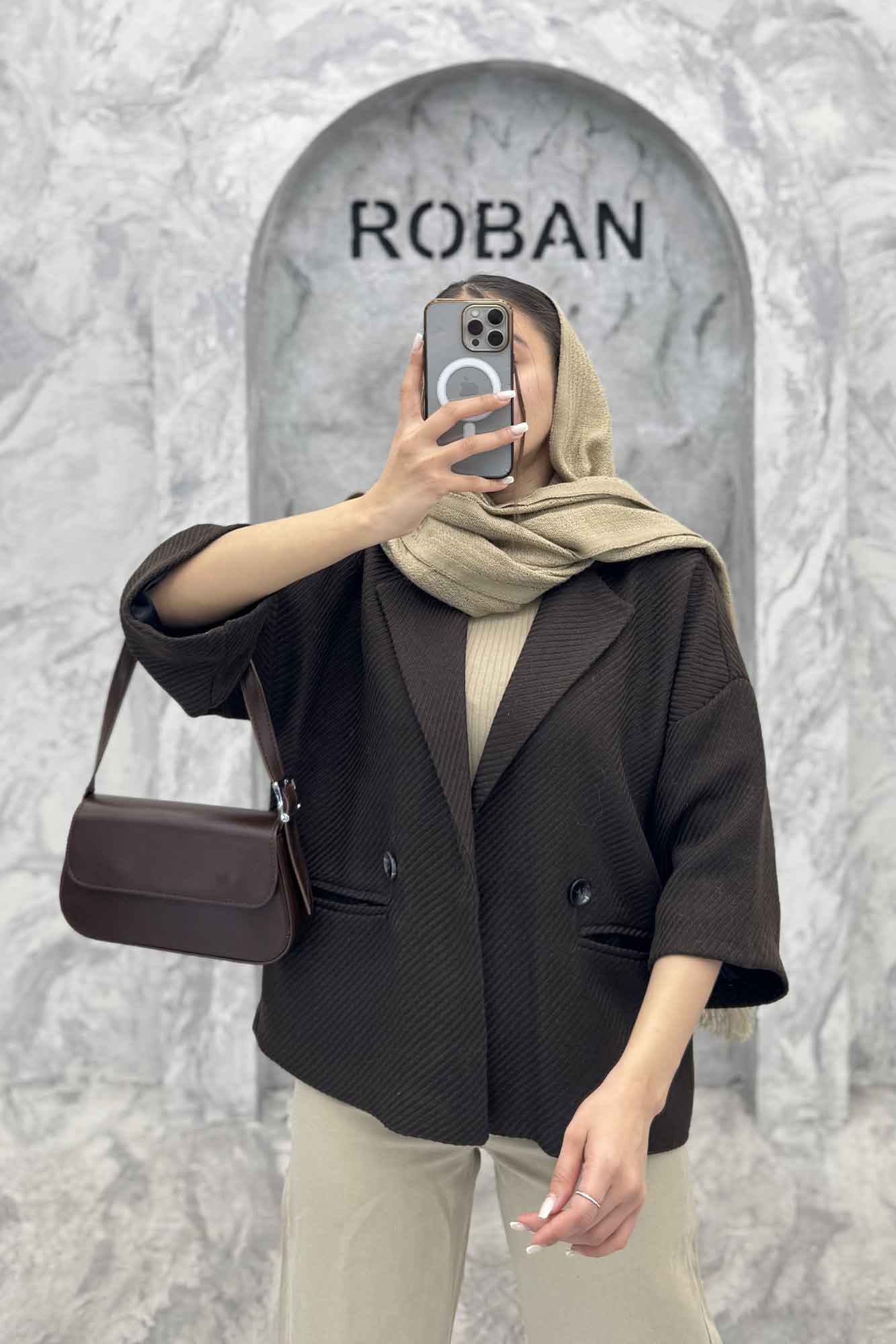 کت آستین سه رب توییت پشمی دو دکمه