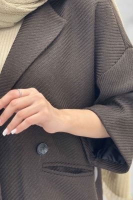 کت آستین سه رب توییت پشمی دو دکمه