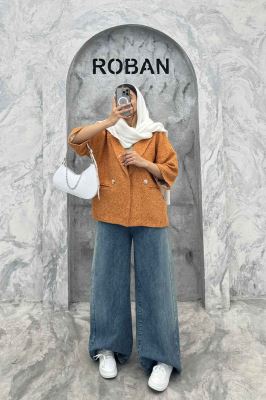 کت آستین سه رب توییت پشمی دو دکمه