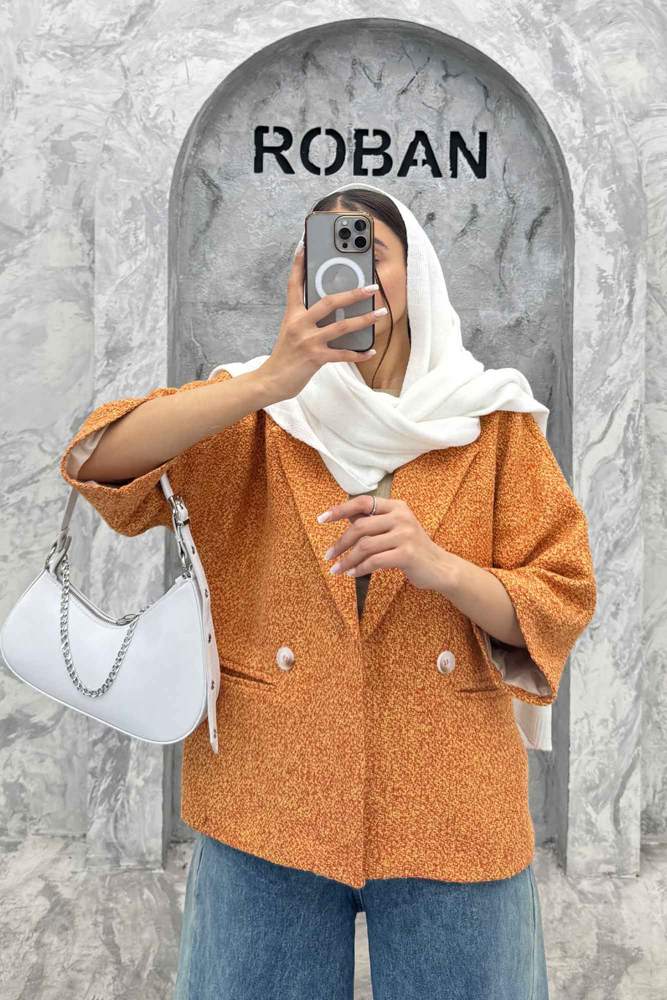 کت آستین سه رب توییت پشمی دو دکمه