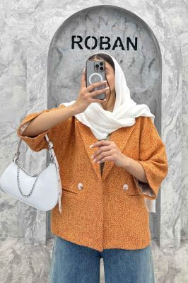 کت آستین سه رب توییت پشمی دو دکمه