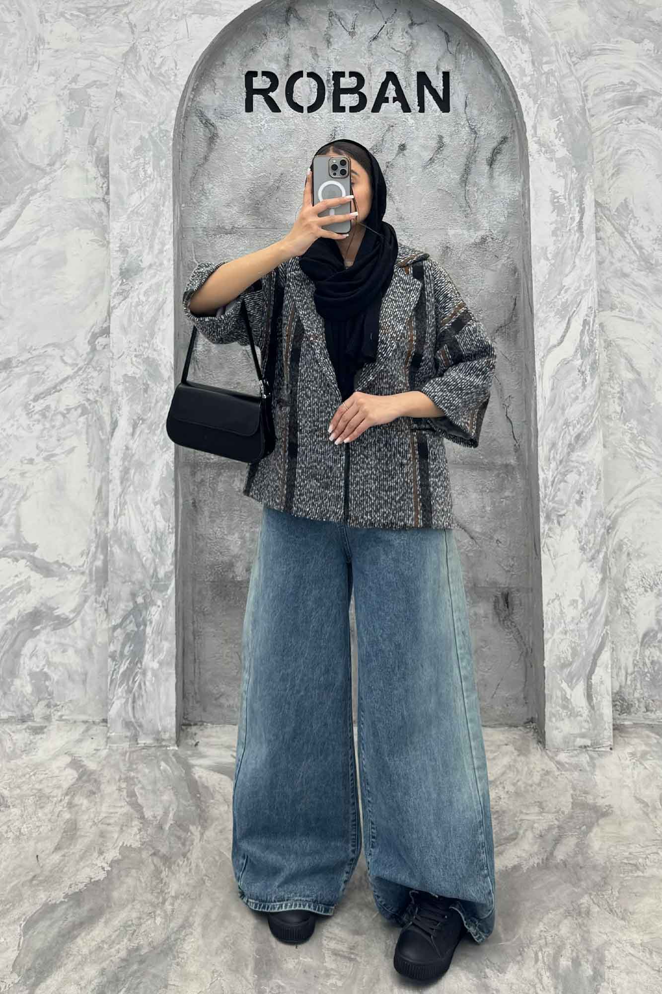 کت آستین سه رب توییت پشمی دو دکمه