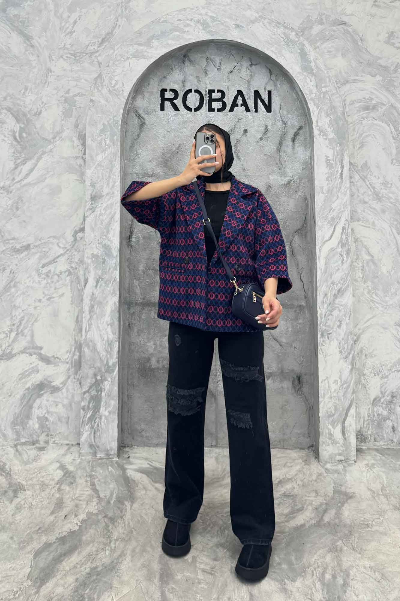 کت آستین سه رب توییت پشمی دو دکمه