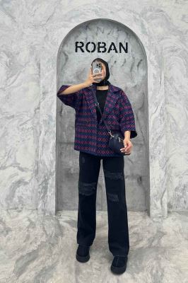 کت آستین سه رب توییت پشمی دو دکمه