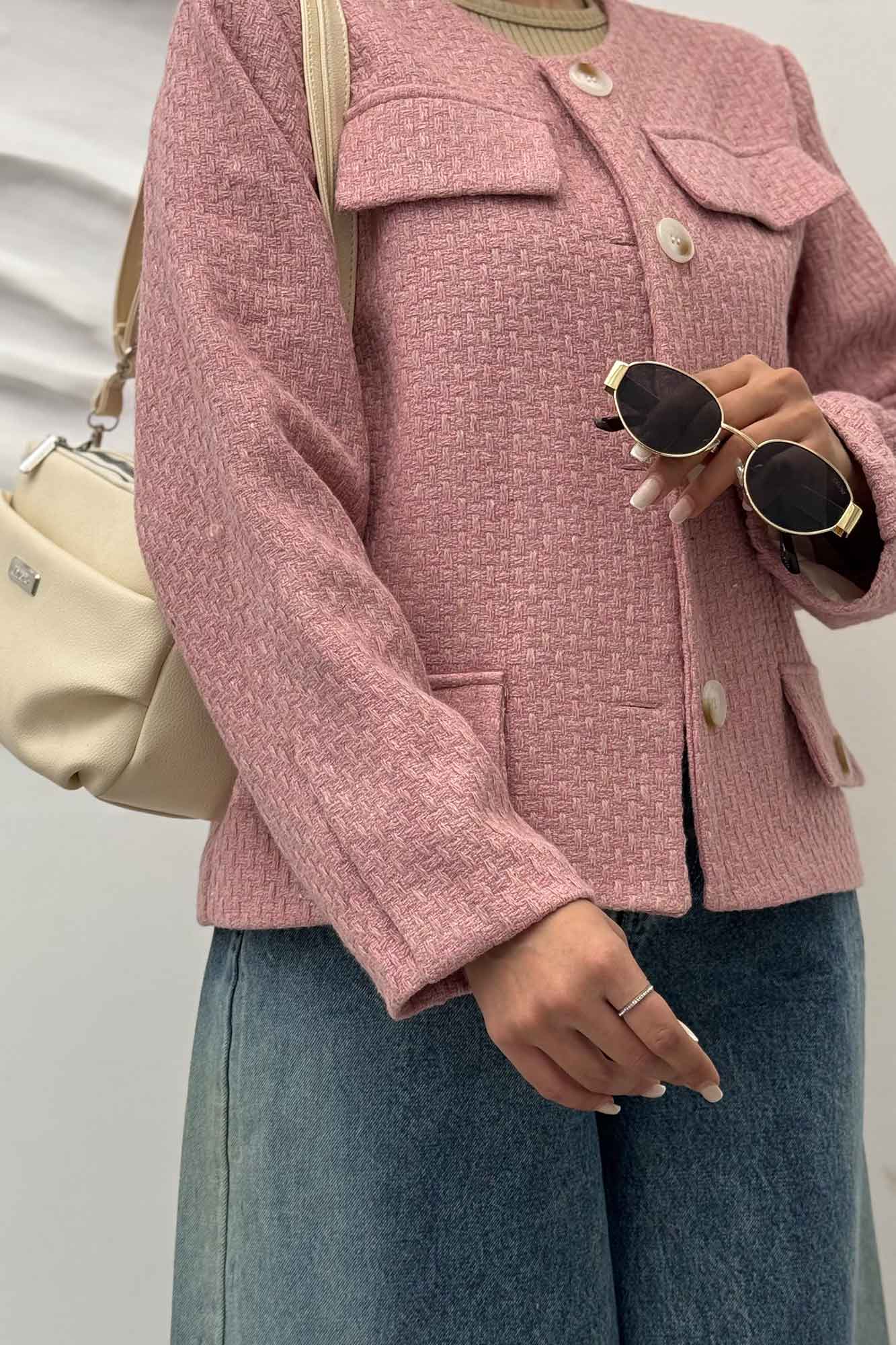 کت چهار جیب نما توییت پشمی آستردار