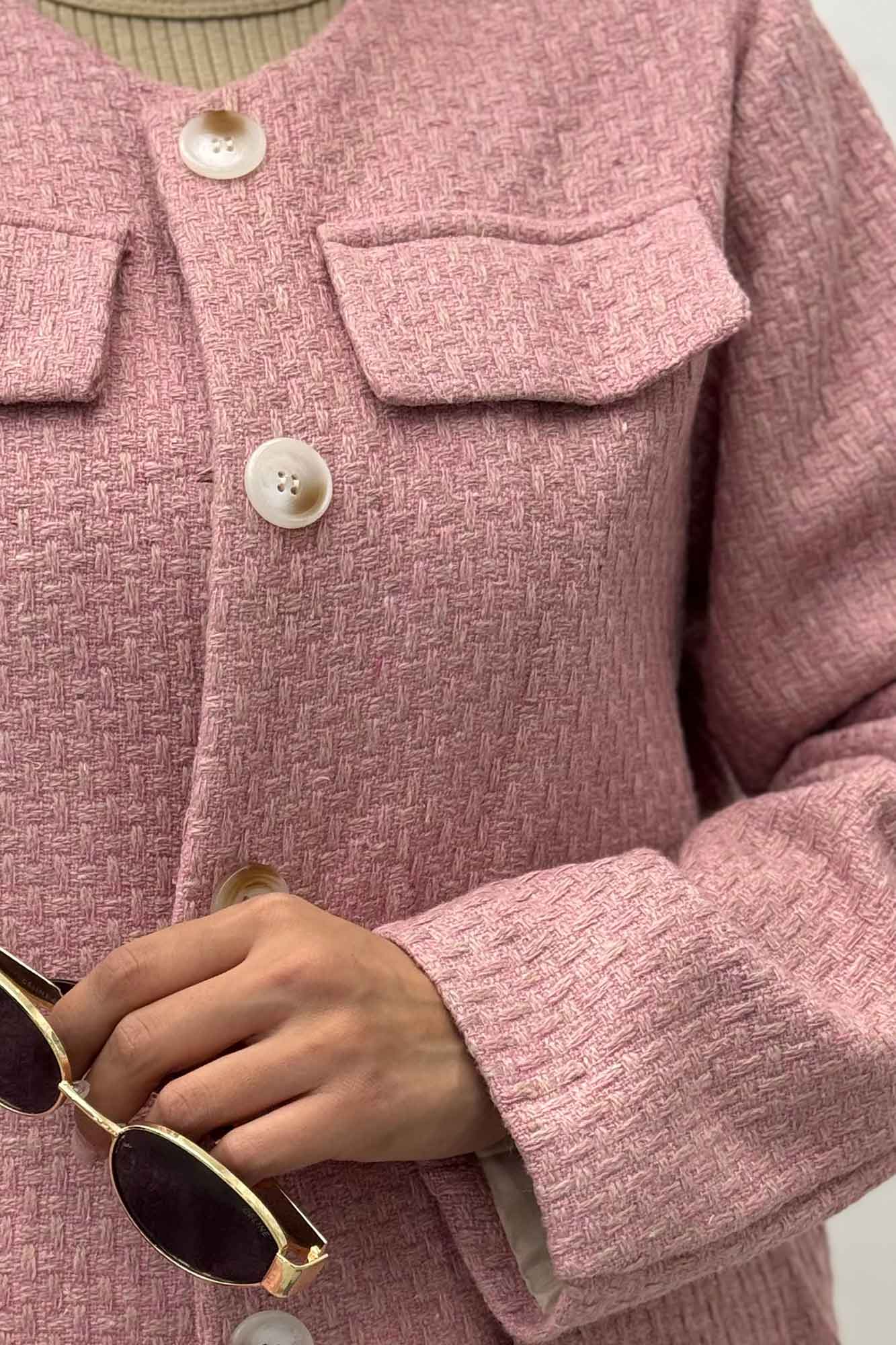 کت چهار جیب نما توییت پشمی آستردار