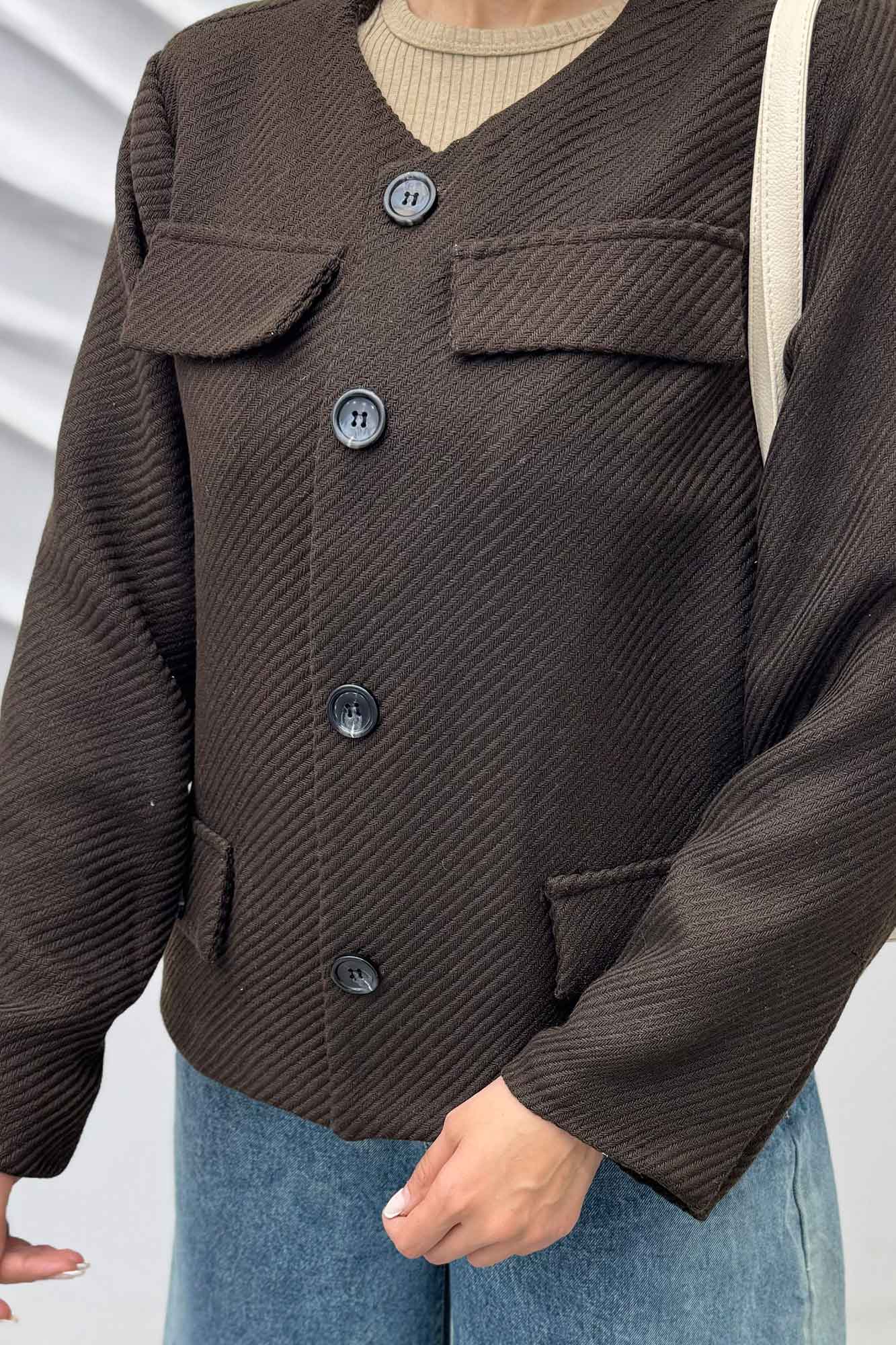 کت چهار جیب نما توییت پشمی آستردار