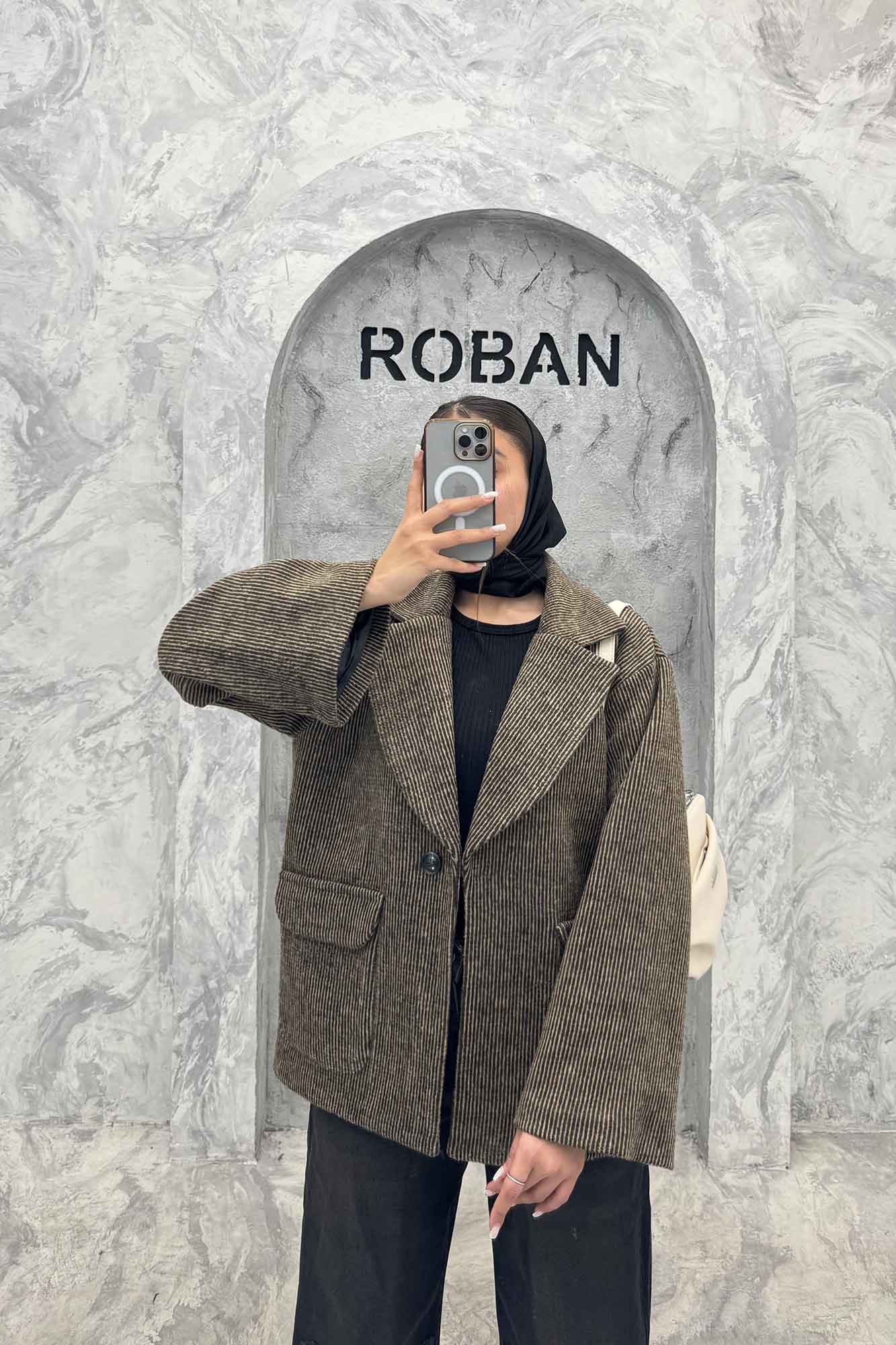 کت آستردار توییت پشمی تک دکمه توییتی