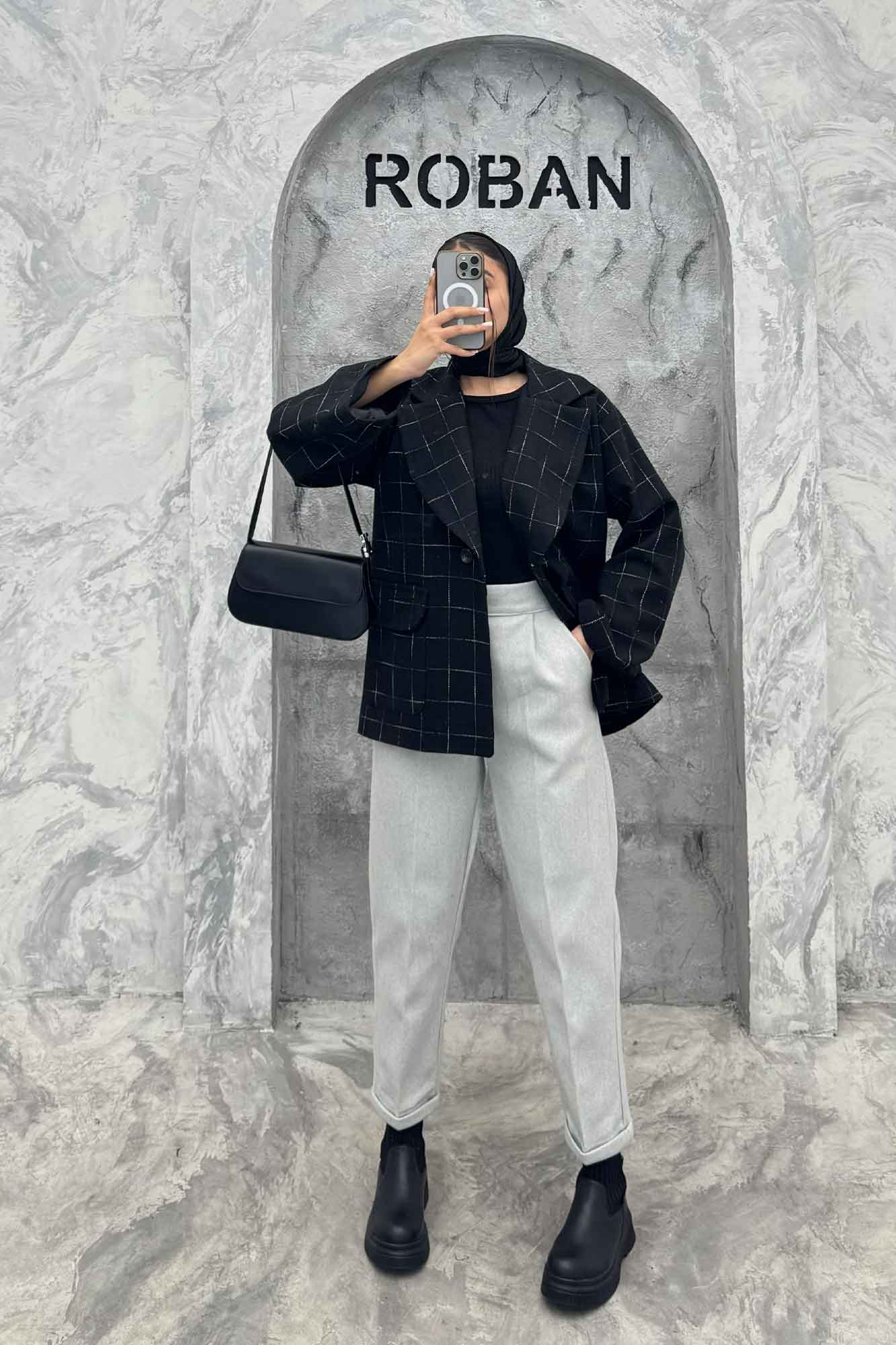 کت آستردار توییت پشمی تک دکمه توییتی