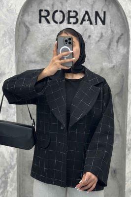 کت آستردار توییت پشمی تک دکمه توییتی