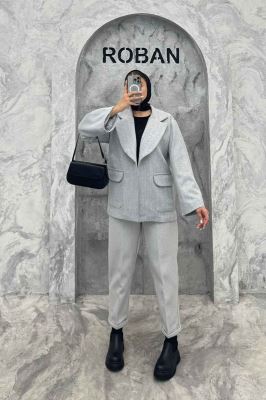 کت آستردار توییت پشمی تک دکمه توییتی