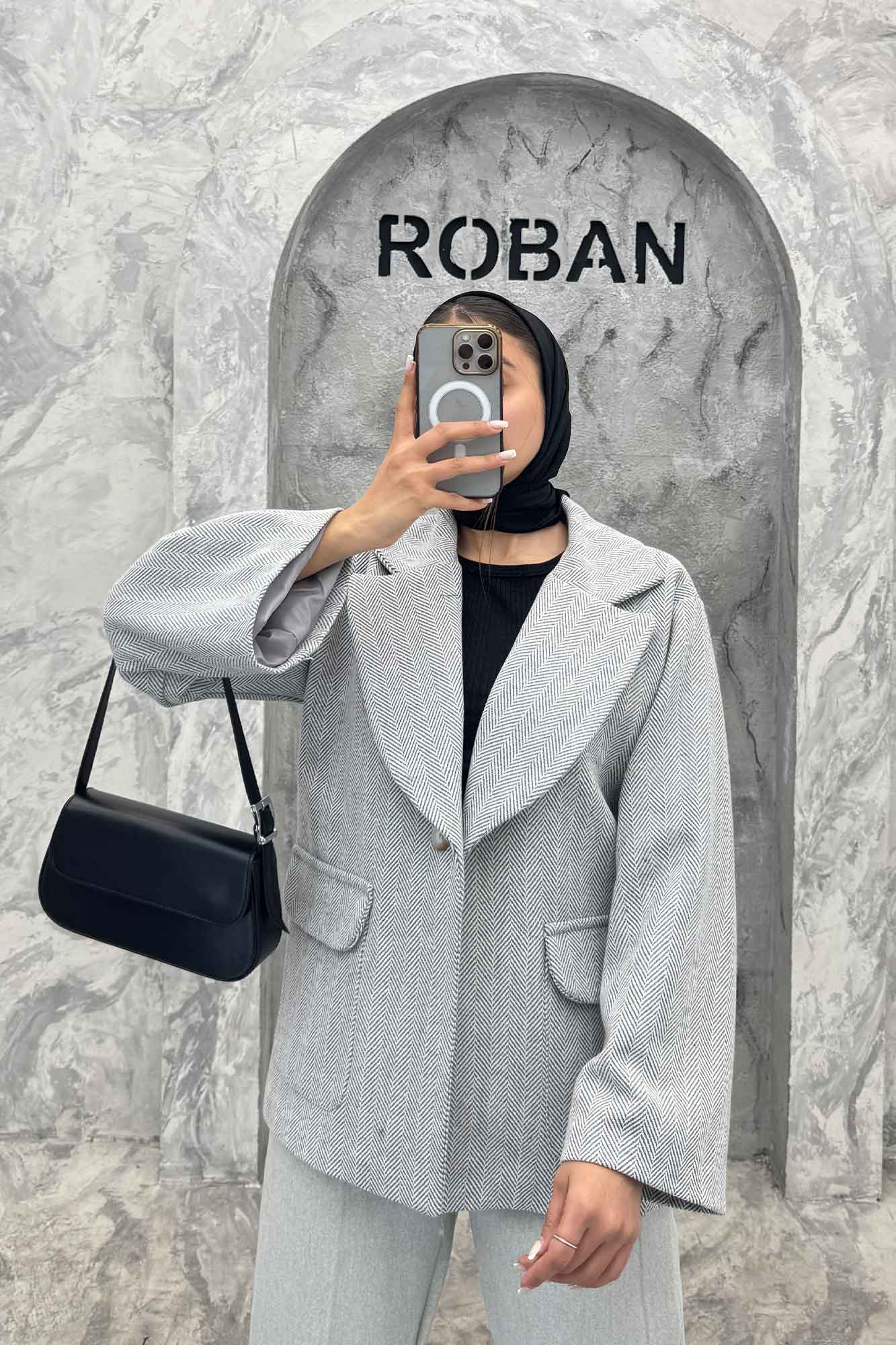 کت آستردار توییت پشمی تک دکمه توییتی