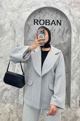 کت آستردار توییت پشمی تک دکمه توییتی