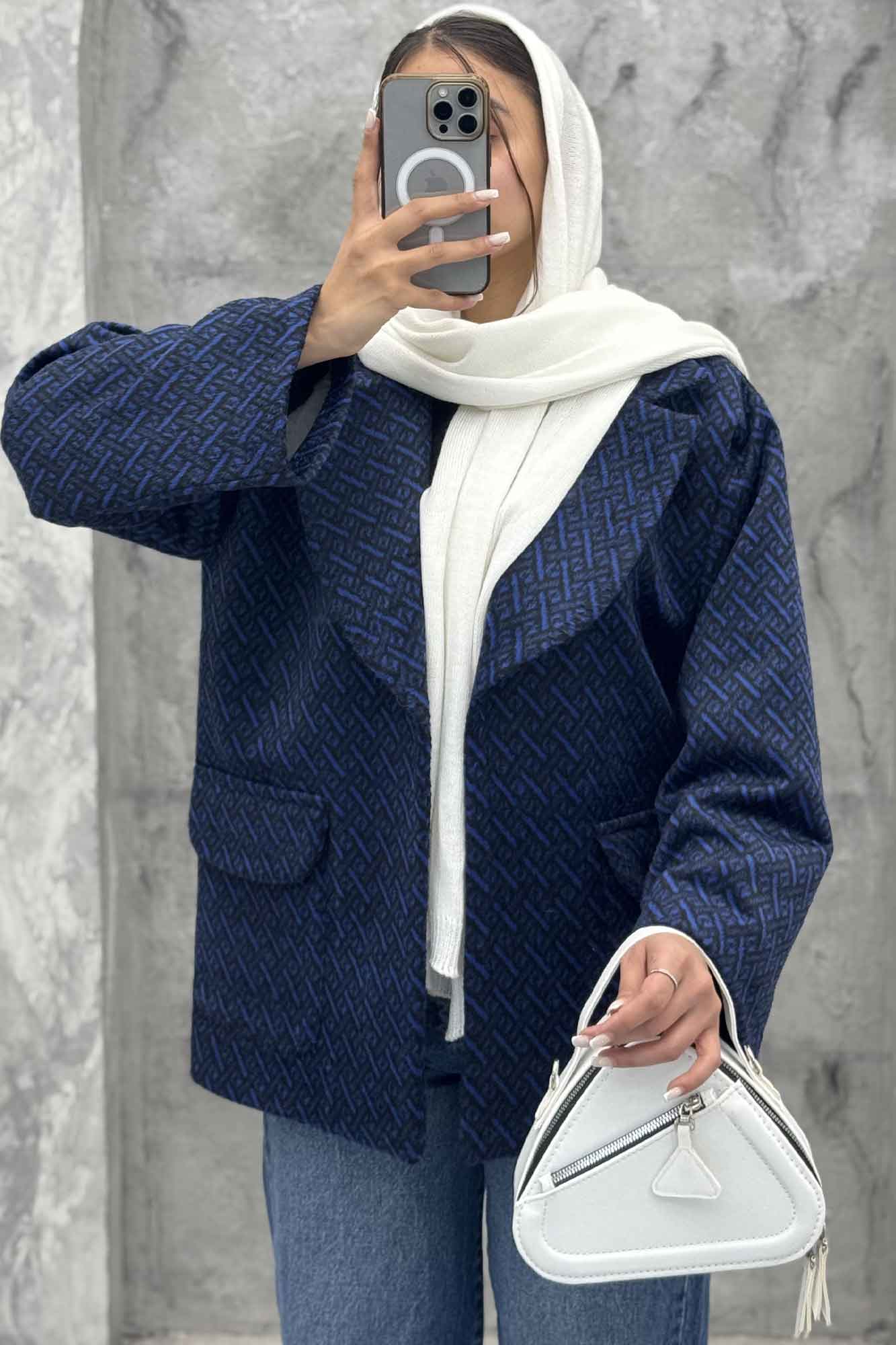 کت آستردار توییت پشمی تک دکمه توییتی