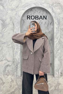 کت آستردار توییت پشمی تک دکمه توییتی