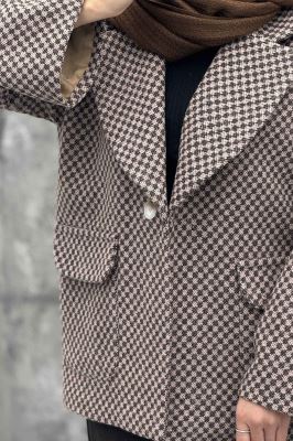 کت آستردار توییت پشمی تک دکمه توییتی