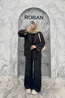 کت آستردار توییت پشمی تک دکمه توییتی