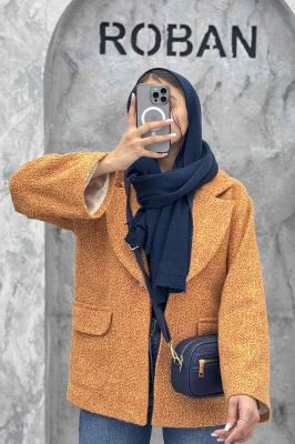 کت آستردار توییت پشمی تک دکمه توییتی