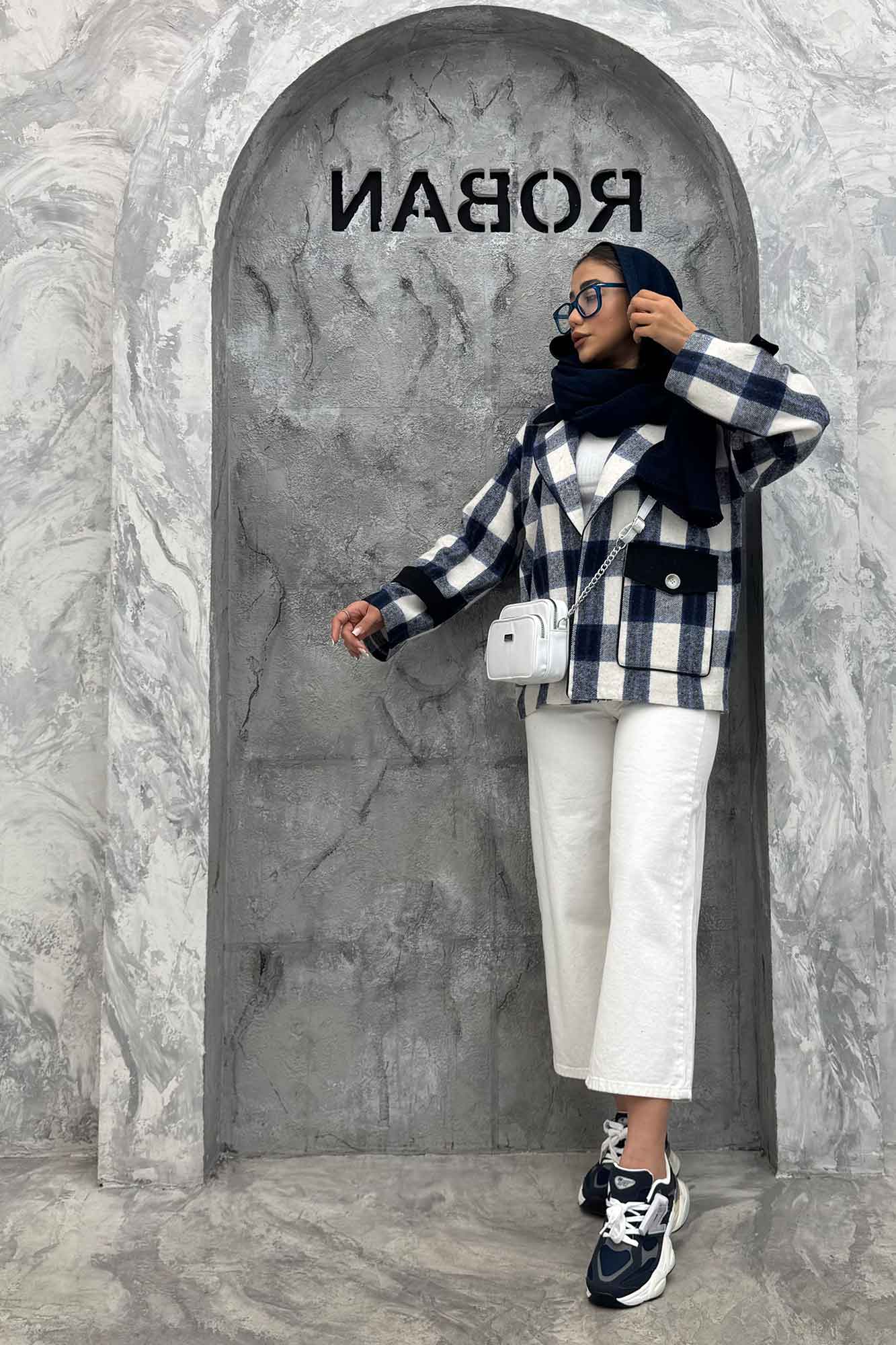 کت چهارخانه ترکیبی کتان تک جیب