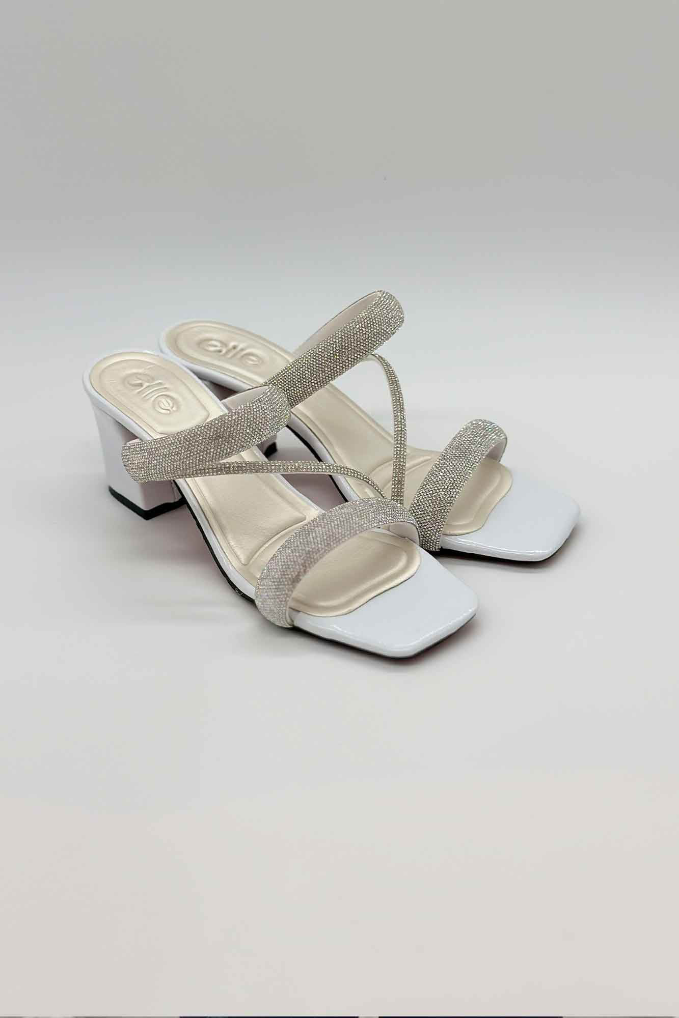 صندل پاشنه دار سه بند نگینی 