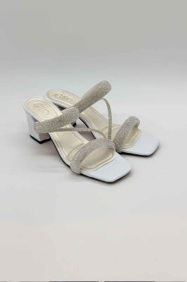 صندل پاشنه دار سه بند نگینی 