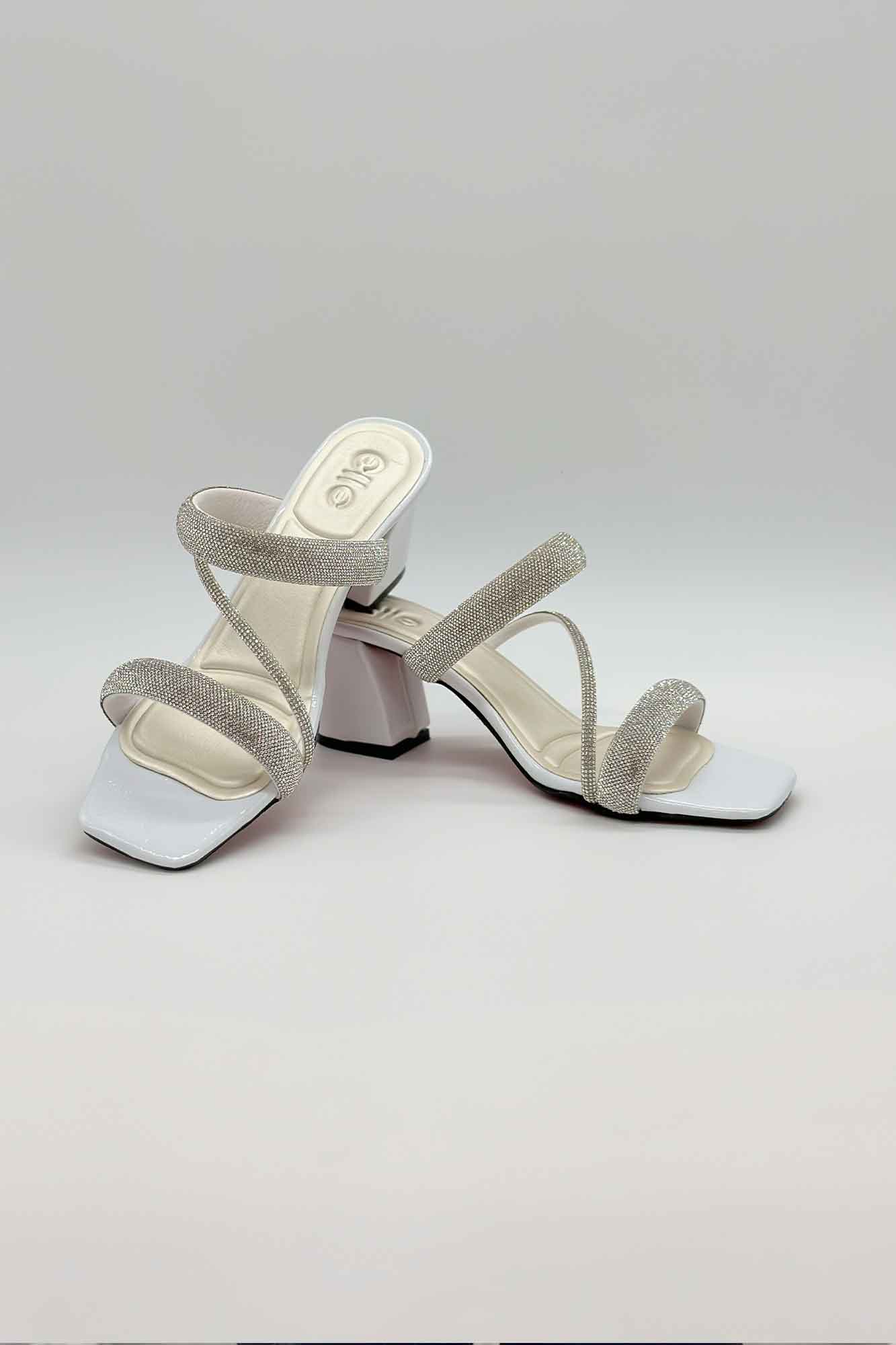 صندل پاشنه دار سه بند نگینی 