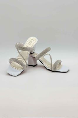 صندل پاشنه دار سه بند نگینی 