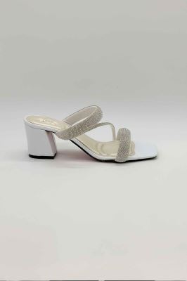 صندل پاشنه دار سه بند نگینی 