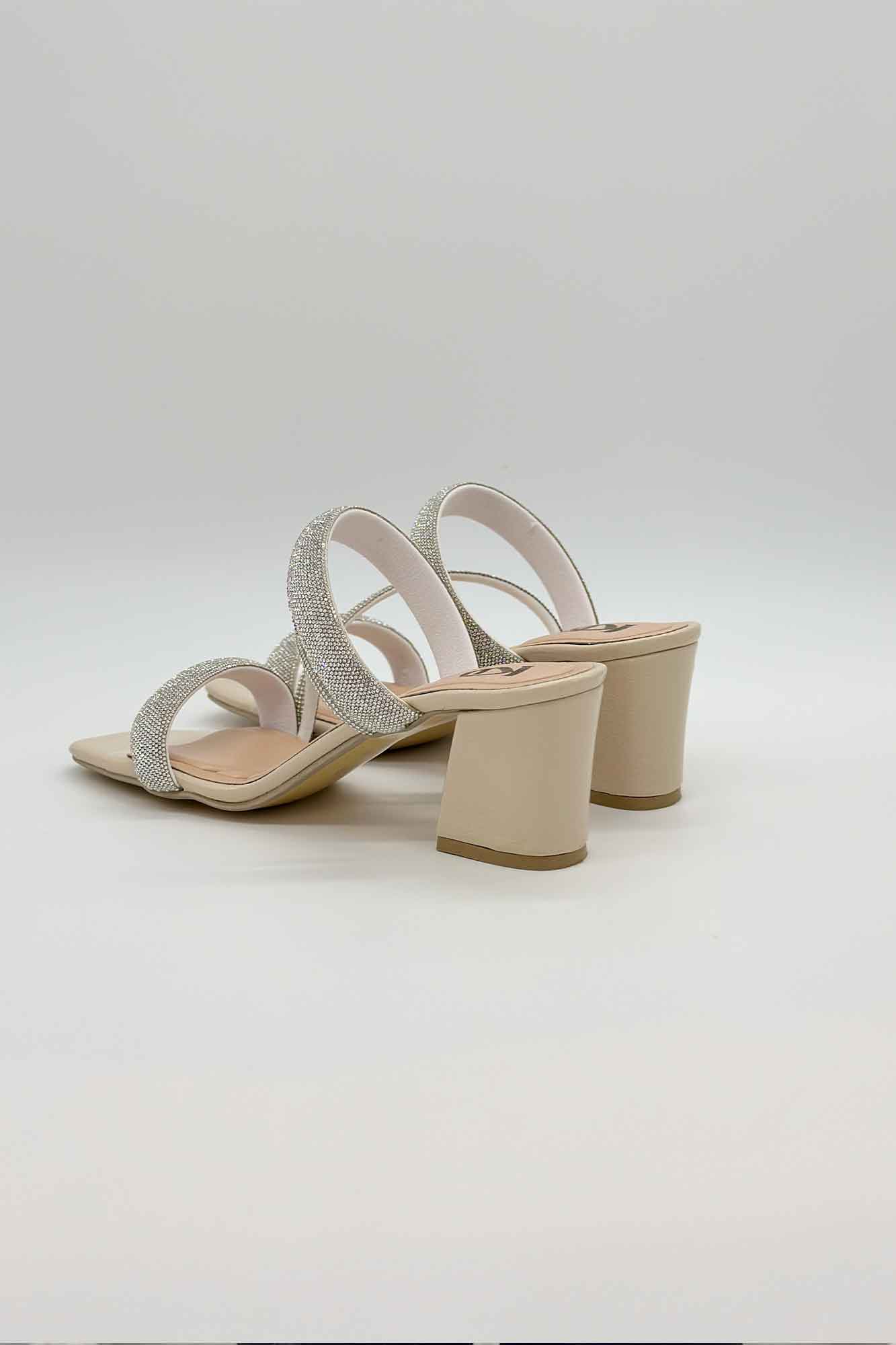 صندل پاشنه دار سه بند نگینی 