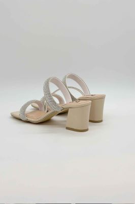 صندل پاشنه دار سه بند نگینی 