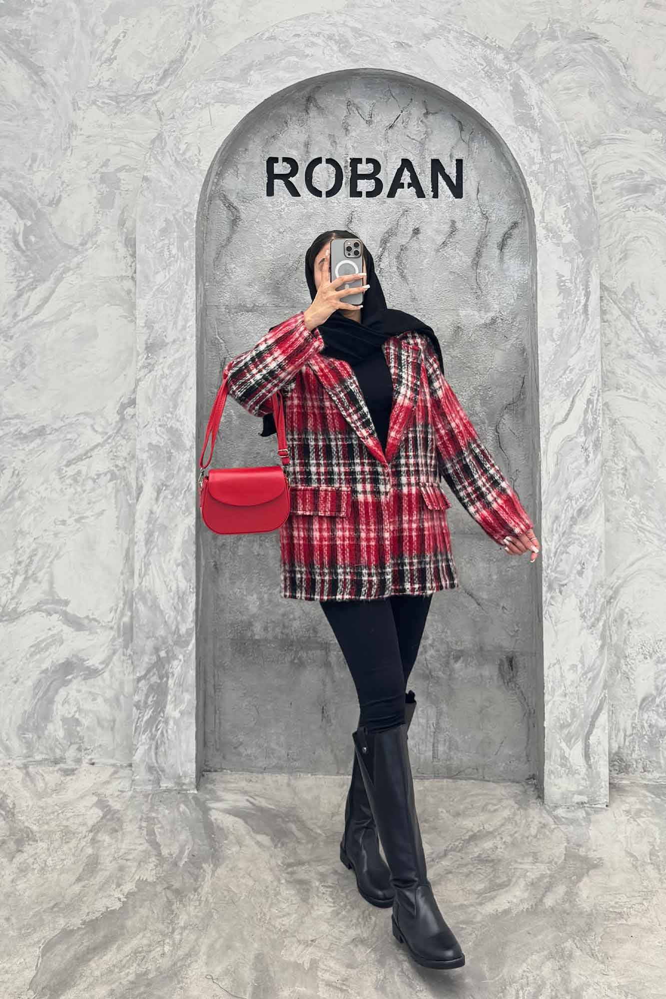 پالتو یقه انگلیسی توییت پشمی آستردار