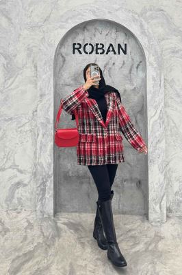 پالتو یقه انگلیسی توییت پشمی آستردار