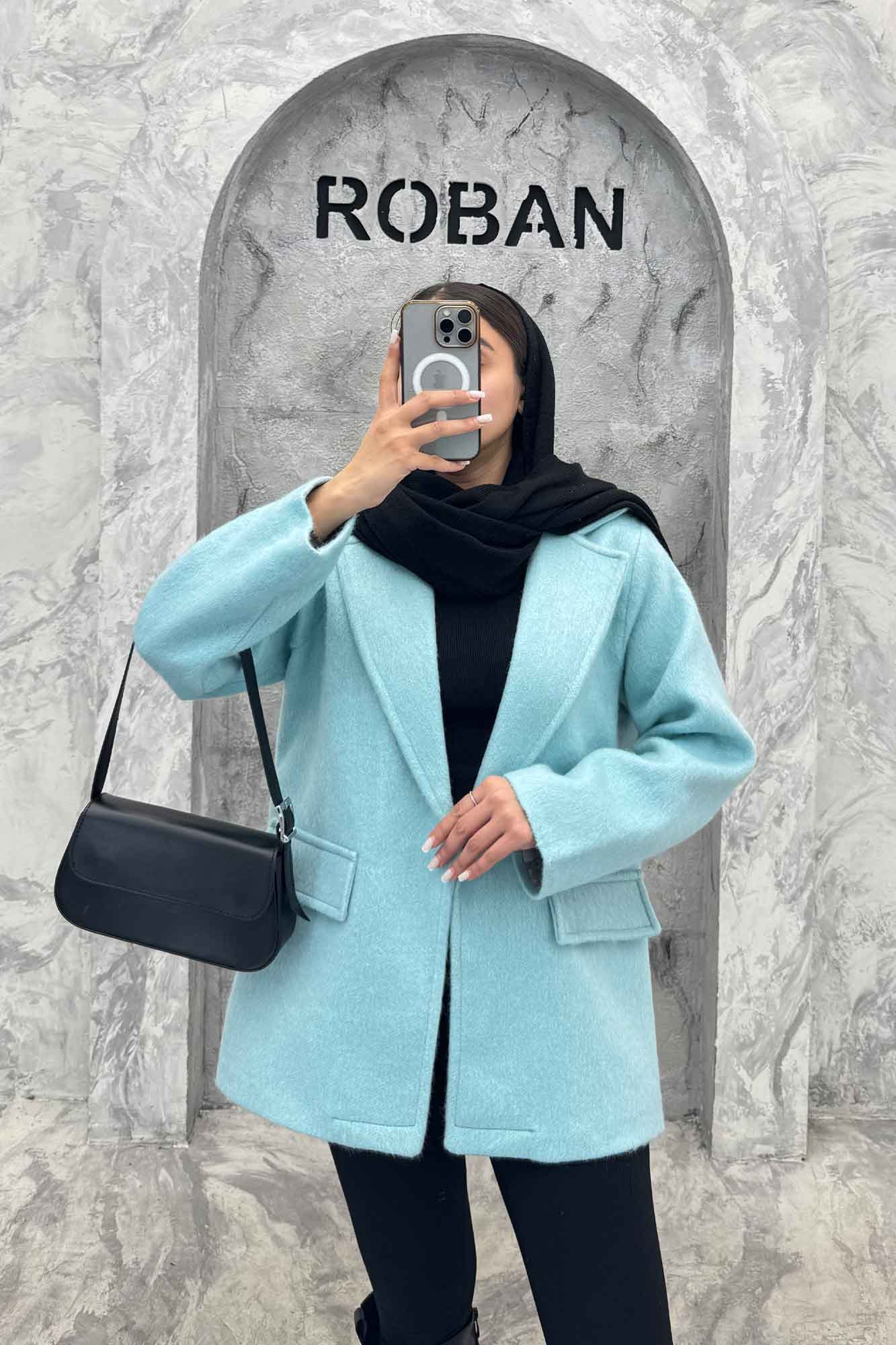 پالتو یقه انگلیسی توییت پشمی آستردار