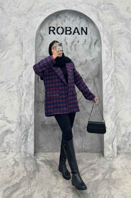 پالتو یقه انگلیسی توییت پشمی آستردار