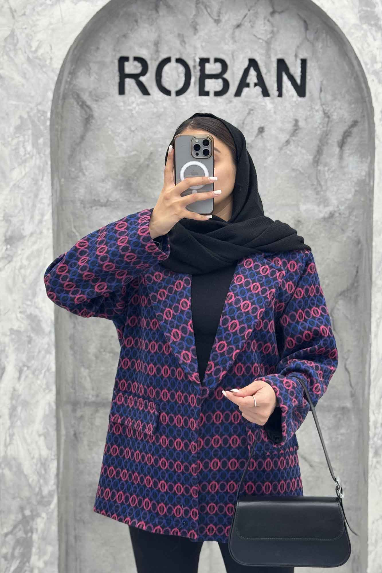 پالتو یقه انگلیسی توییت پشمی آستردار