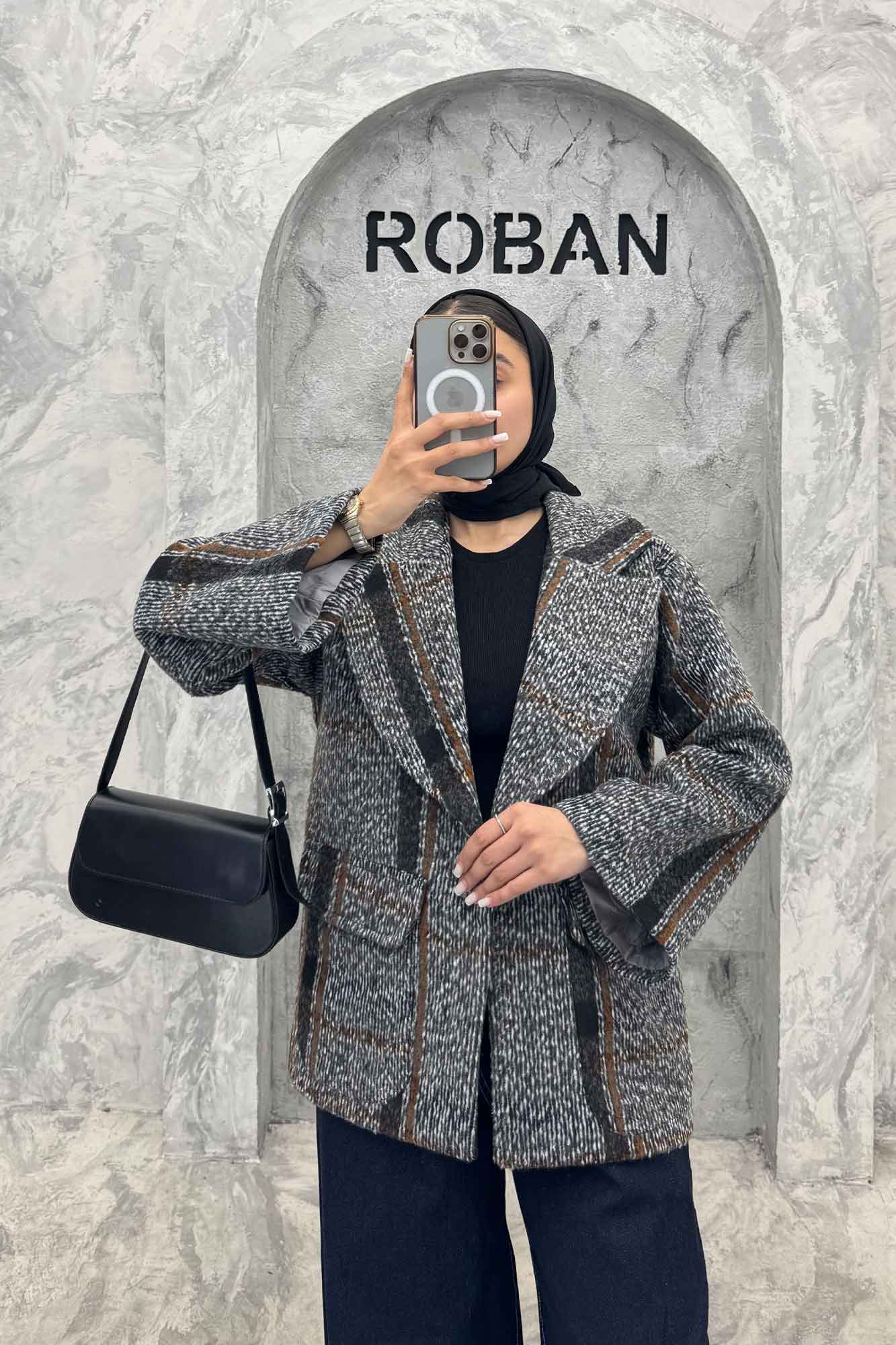 کت آستردار توییت پشمی تک دکمه توییتی