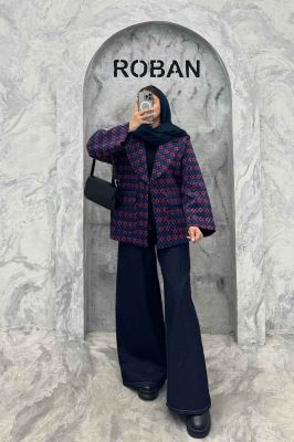 کت آستردار توییت پشمی تک دکمه توییتی