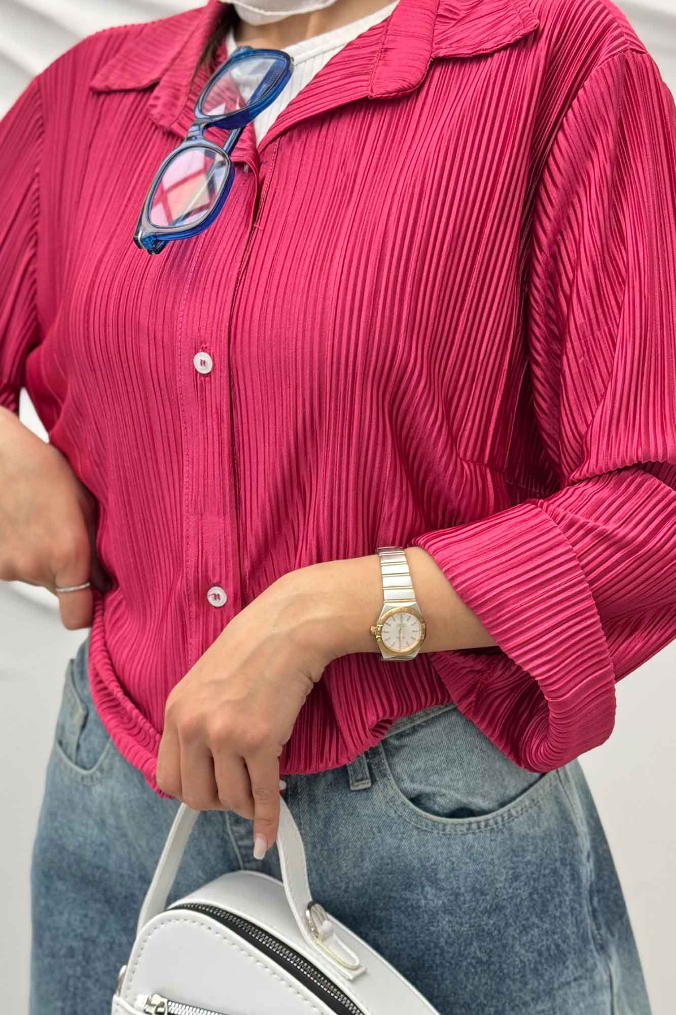 شومیز ساتن پیلیسه ساده