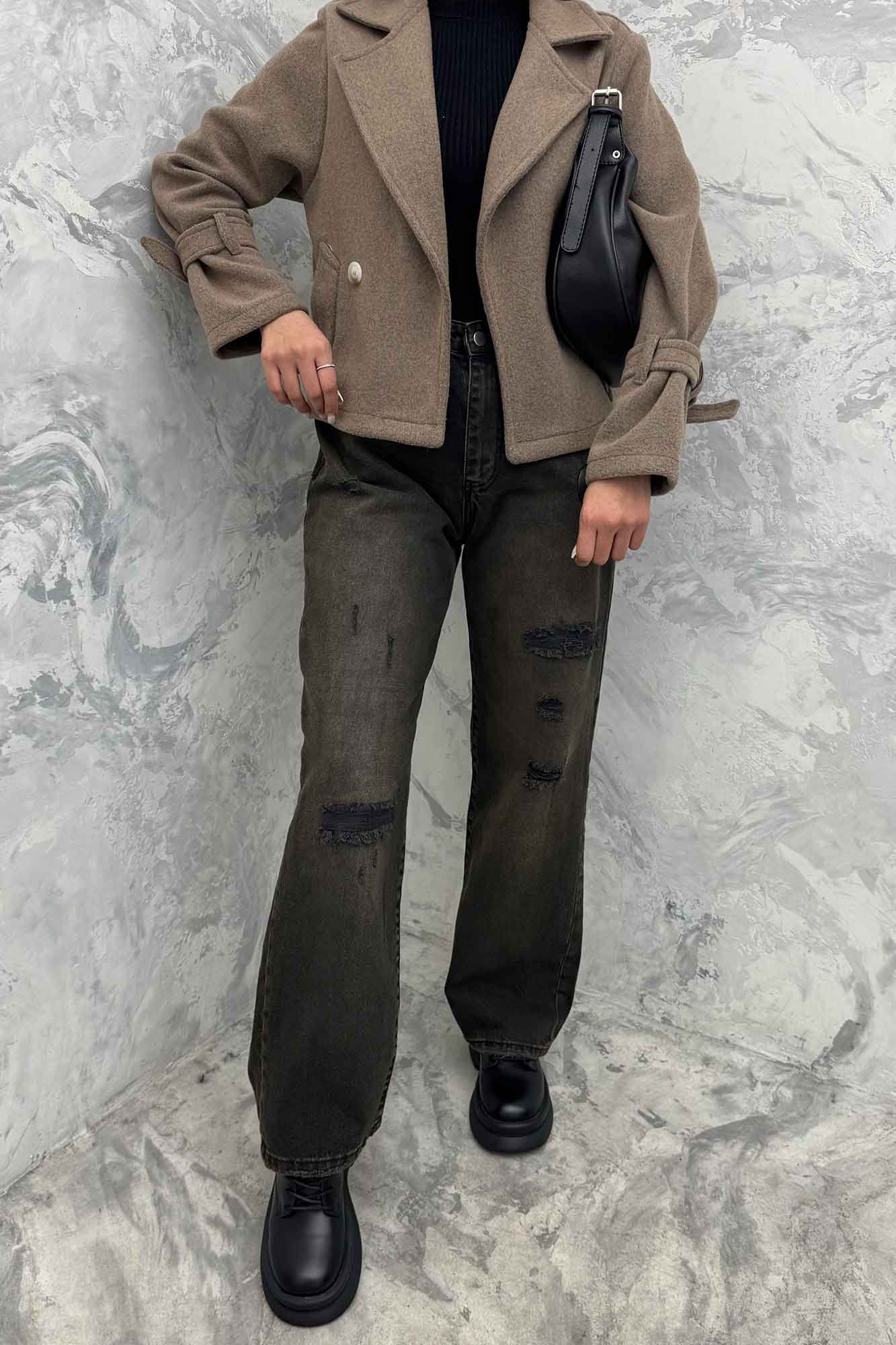 کت کراپ روناک آستین سگک دار