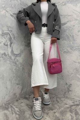 کت کراپ روناک آستین سگک دار