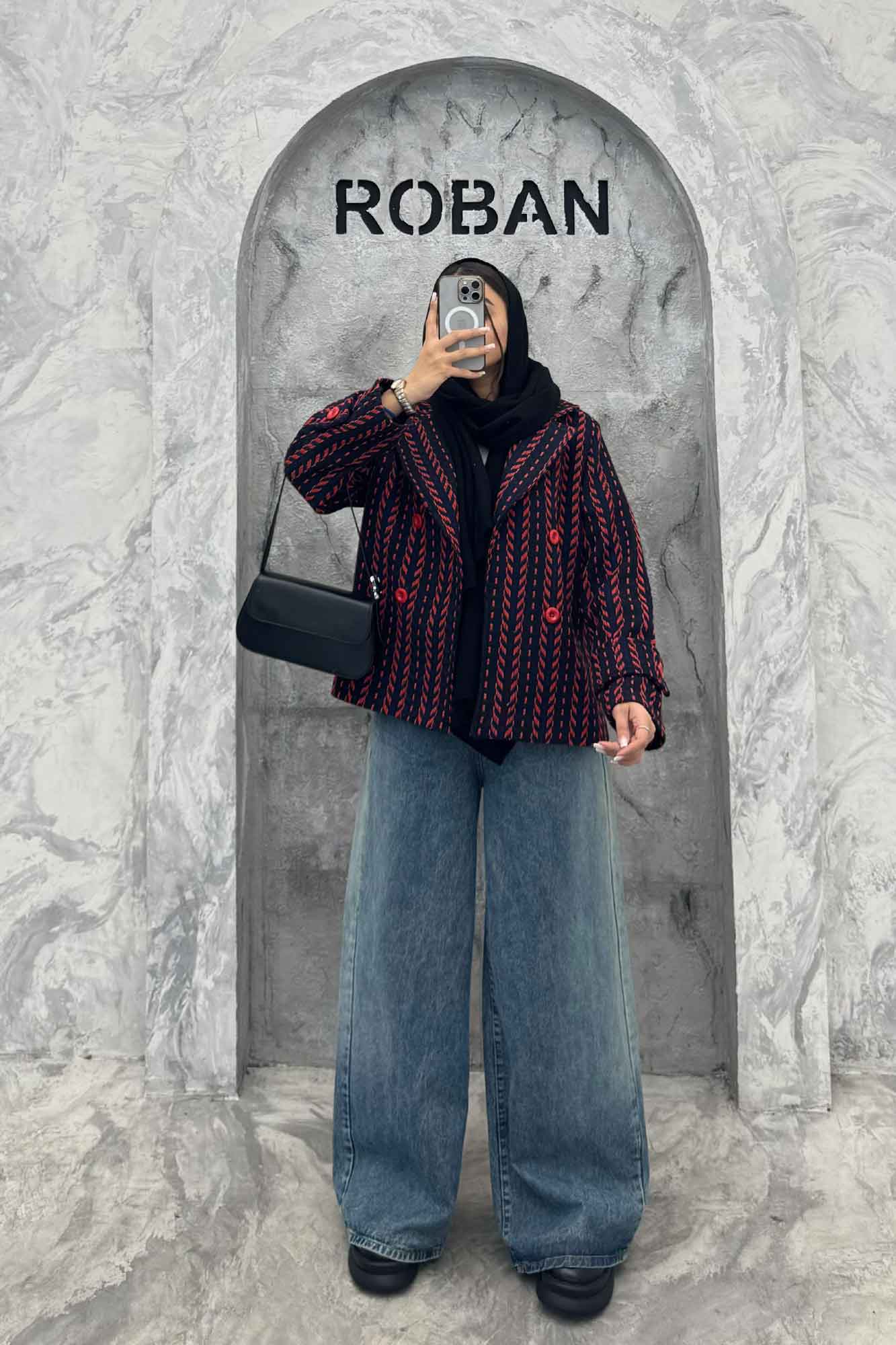 کت توییت پشمی یقه انگلیسی پهن آستردار NIL