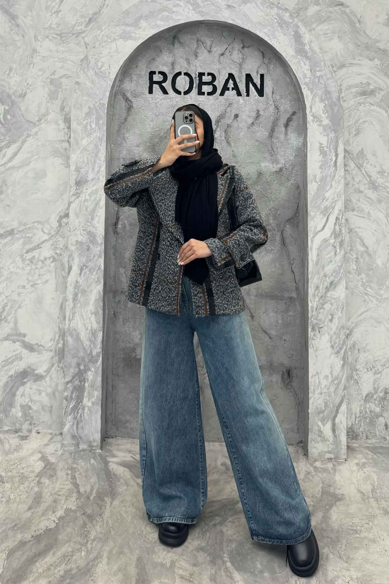 کت توییت پشمی یقه انگلیسی پهن آستردار NIL