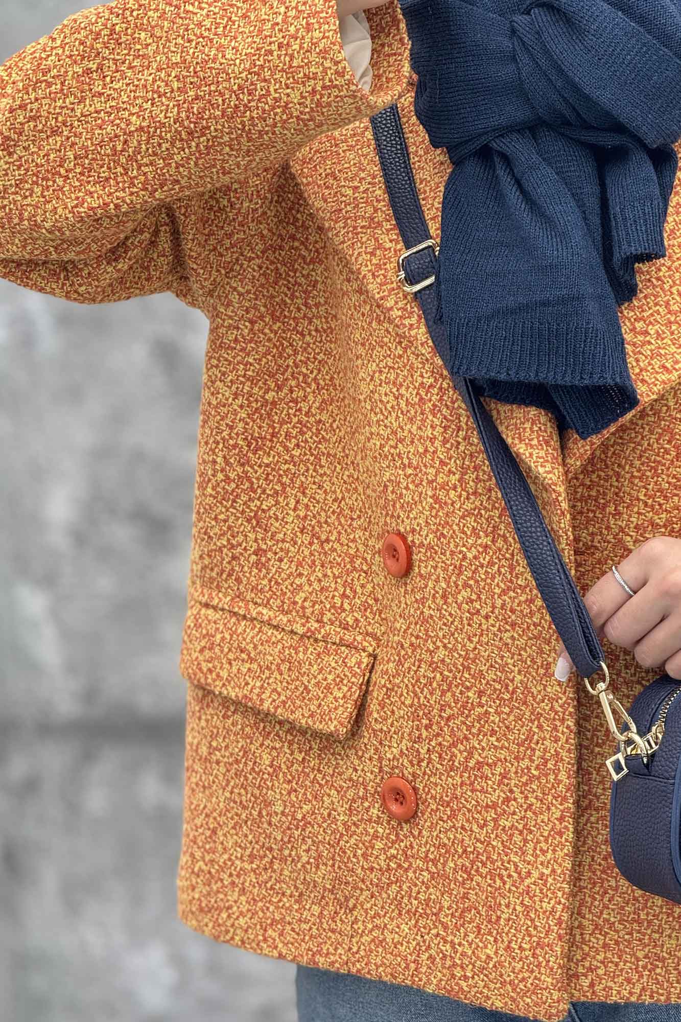 کت آستردار 4 دکمه توییت پشمی استلا