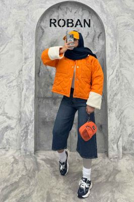 کاپشن امبوردی آستین و یقه تدی SG